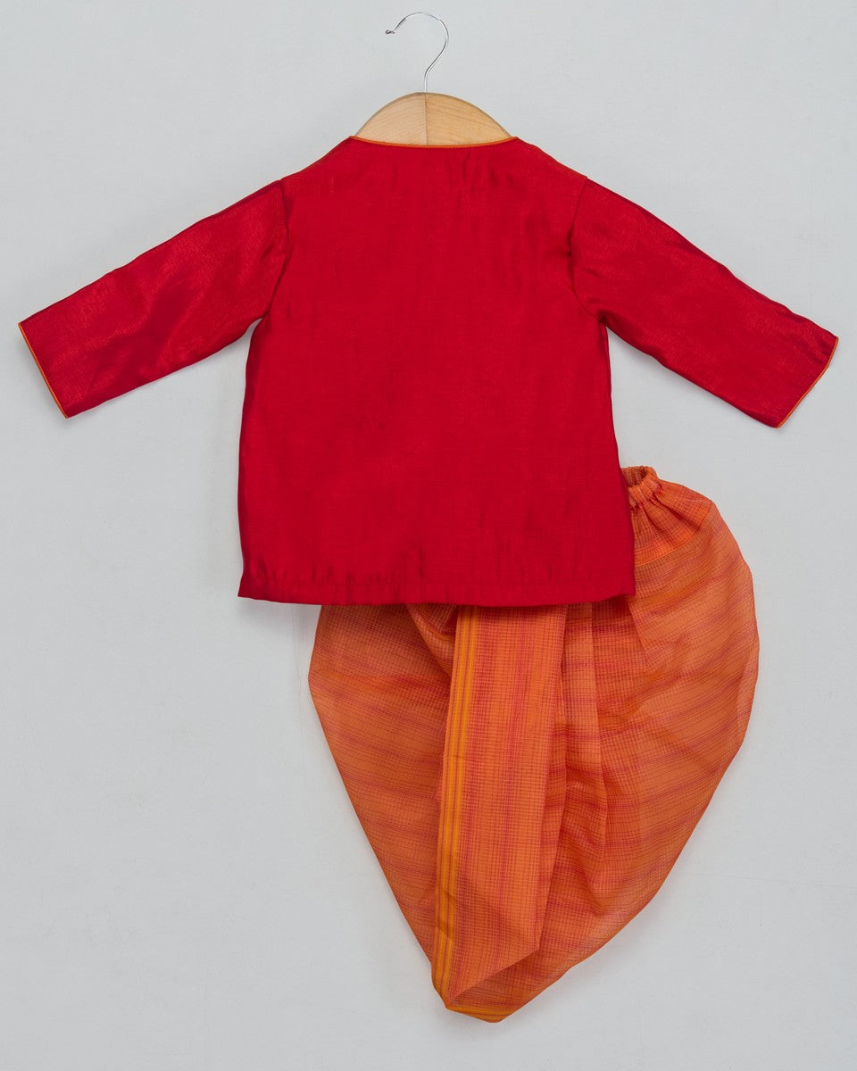 Pre Order: Bird Pockets Angarkha with Dhoti - Traditional Indian Ethnic Wear for Men - Perfect for Weddings, Festivals & Cultural Events