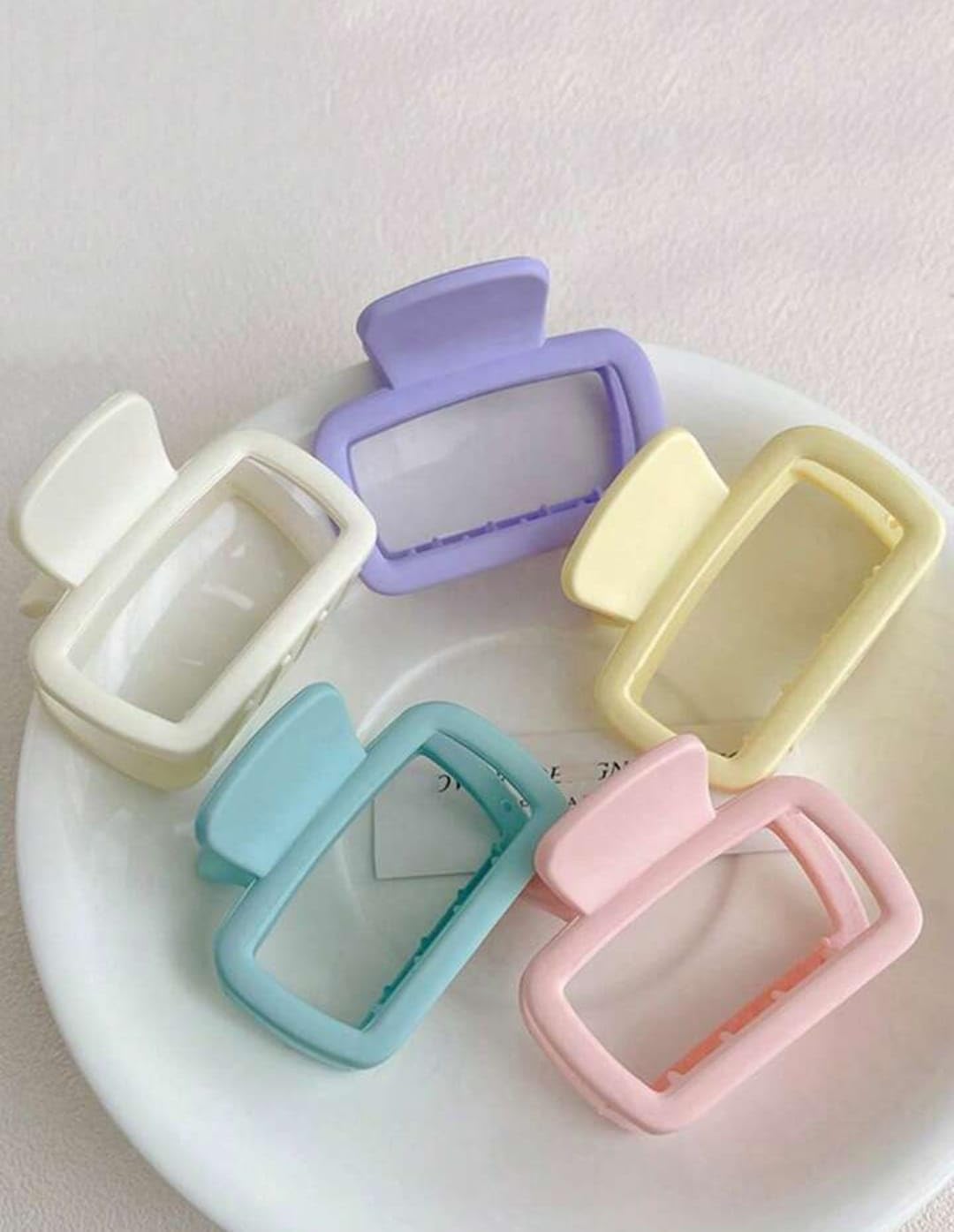 Accesar Strong Hold Hair Claw Clips for Thin & Thick Hair - 5-Piece Multicolor Square Jaw Hair Clamps for Women & Girls - Perfect for Updos, Ponytails & Everyday Hairstyles