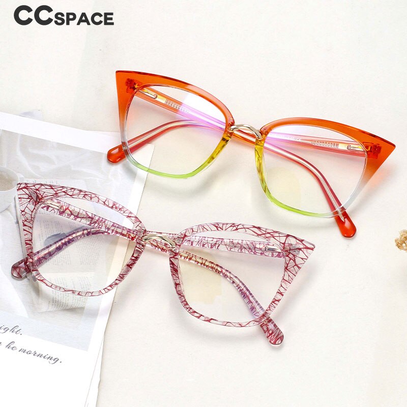 CCspace Women's Full Rim Square Cat Eye Titanium Eyeglasses Frame 53211 - Lightweight & Durable for Work, Reading & Fashion