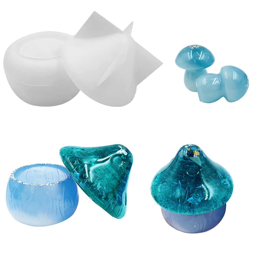 6 Pcs Mushroom Resin Molds - Premium Silicone DIY Craft Molds for Epoxy Resin, Candle Making & Storage Box Decoration - Perfect for Home Decor, Gift Making & Craft Projects