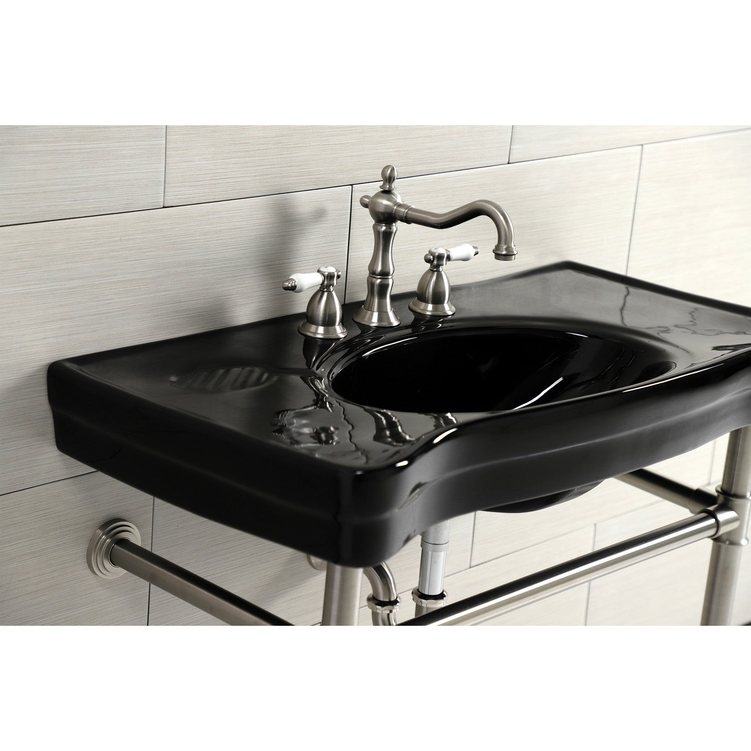 Bel Air KS1978BPL Brushed Nickel Widespread Bathroom Faucet - 2 Handle 3 Hole Deck Mount with Brass Pop-Up Drain - Perfect for Modern Bathroom Vanities and Sink Upgrades