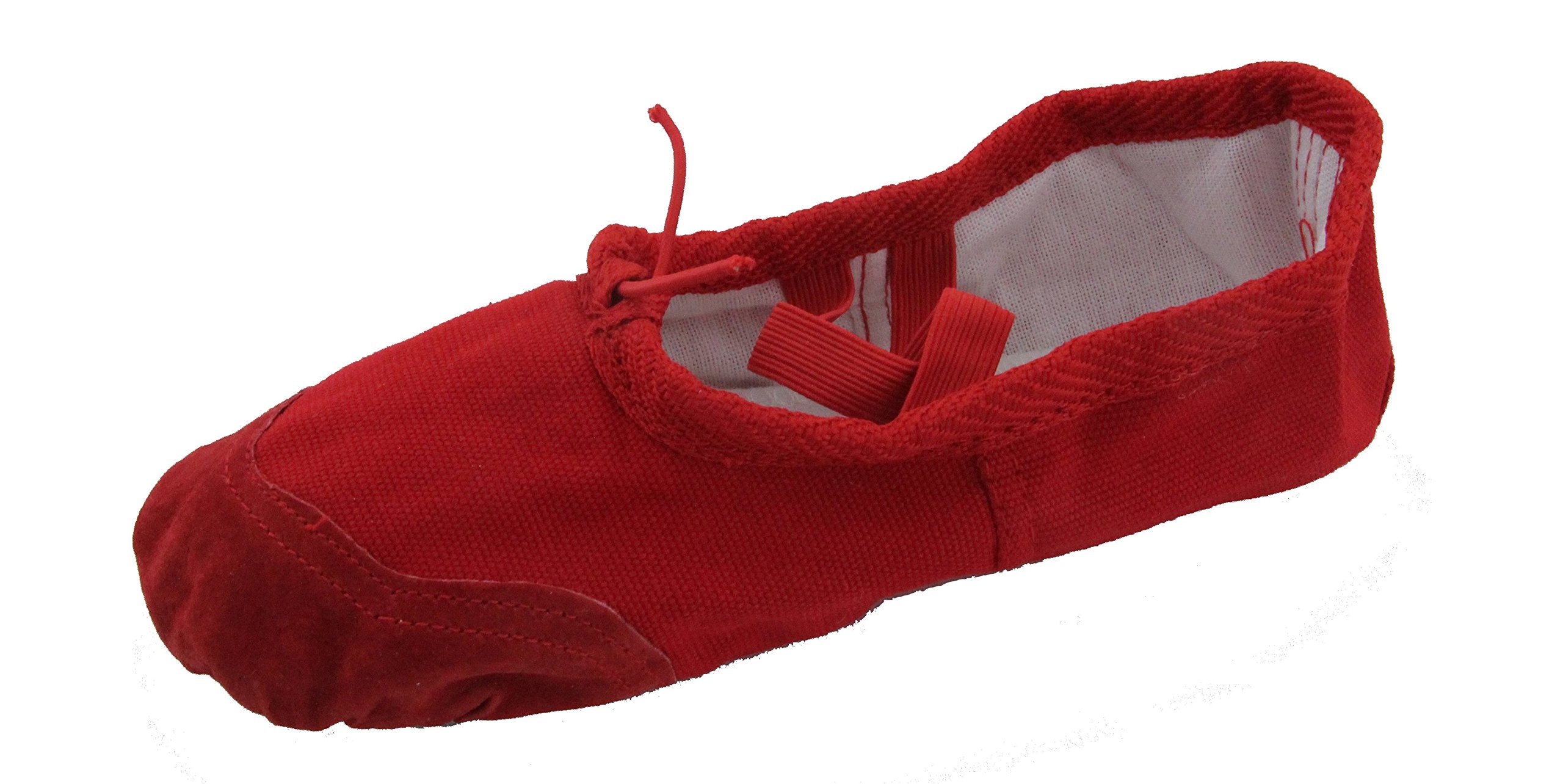 Girl's Red Ballet Flats for Kids - Comfortable Youth Size 1 Shoes for Dance Class, Party & Everyday Wear