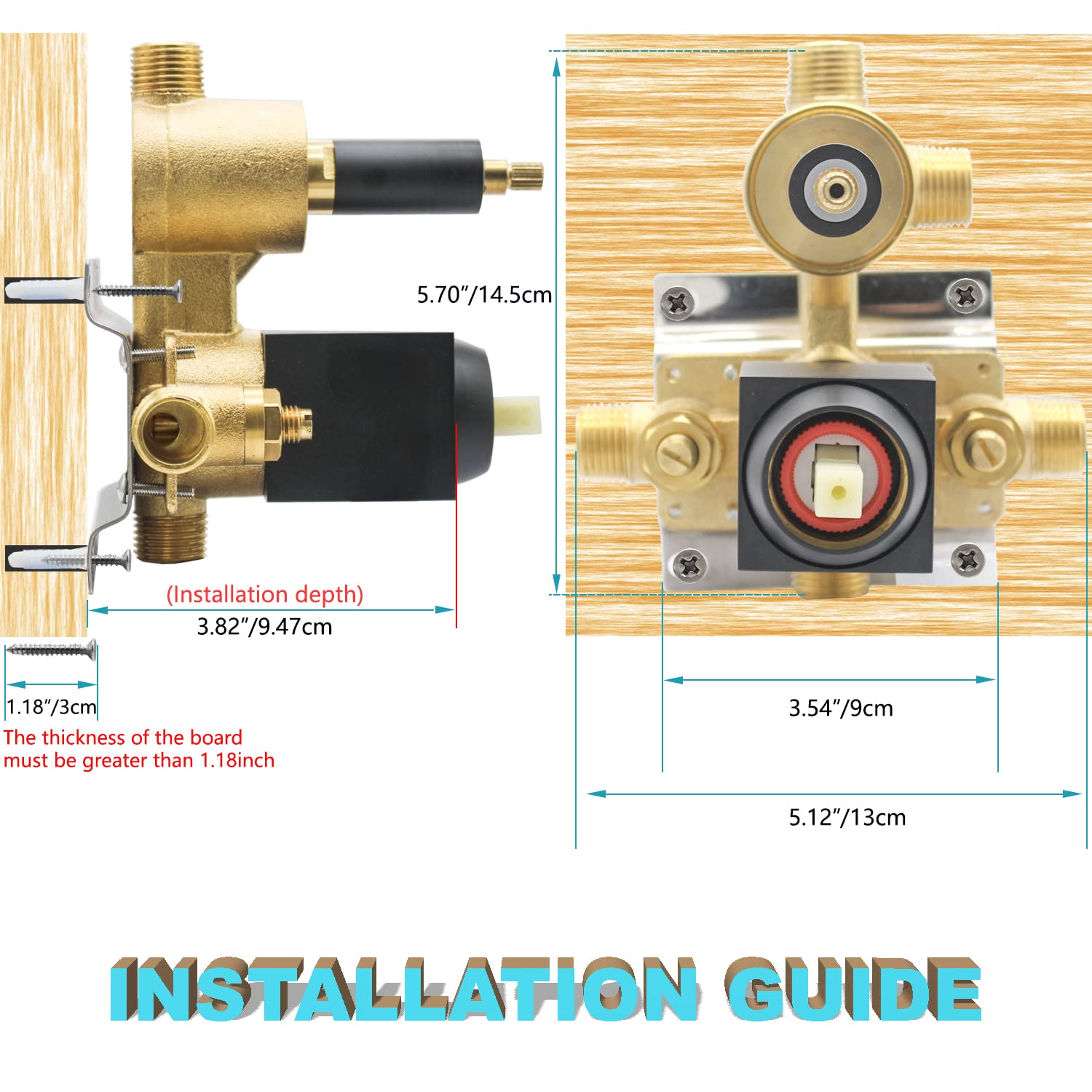 Matte Black Concealed 3-Way Shower Diverter Valve - Brass Flow Control Mixer with Rough-In Kit | Perfect for Modern Bathroom Renovations & Spa-Like Shower Experiences