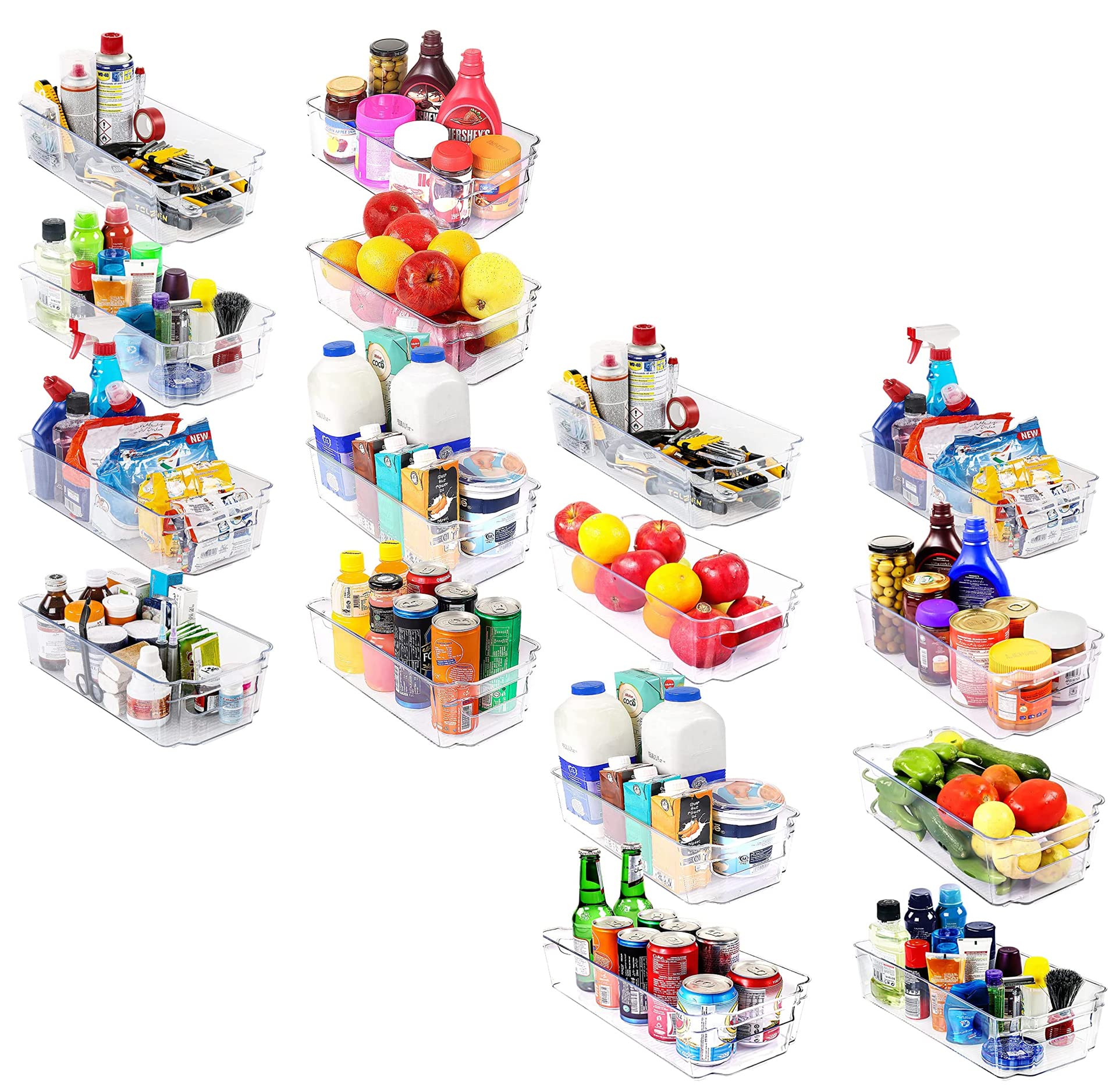 Utopia Home Pantry & Fridge Organizers - 16 Pack BPA-Free Clear Plastic Storage Bins for Freezer, Kitchen Countertop & Cabinet Organization - Perfect for Meal Prep, Grocery Storage & Decluttering