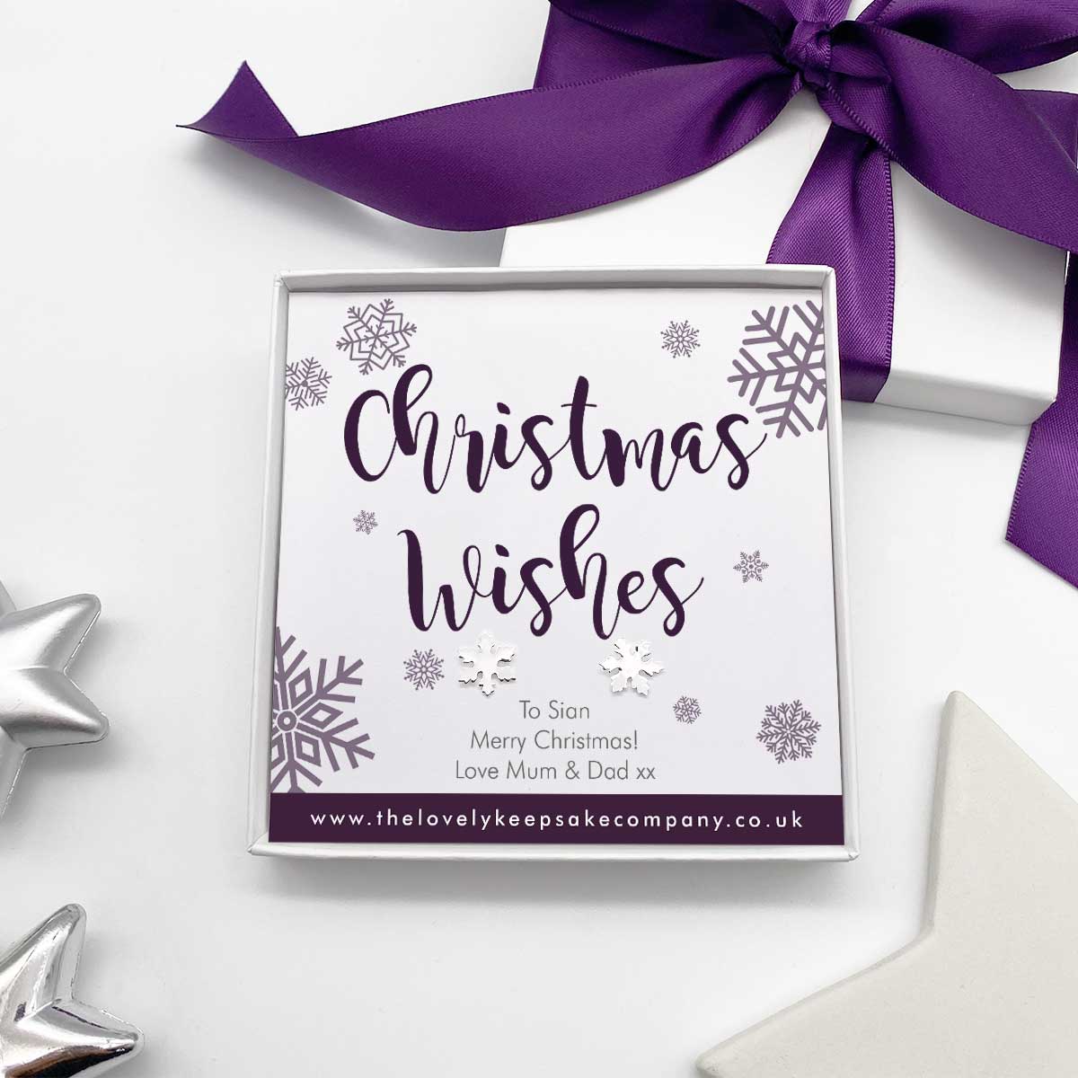 Sterling Silver Snowflake Earrings with Gift Box - Elegant Winter Jewelry for Women - Perfect for Christmas Gifts, Holiday Parties & Special Occasions