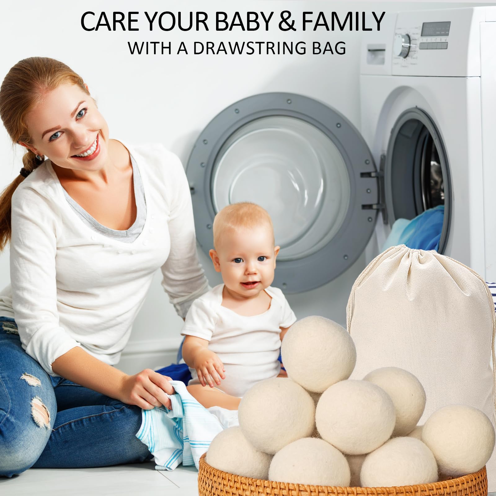24 Pack XL Wool Dryer Balls - Natural Fabric Softener & Reusable Laundry Balls for Dryer with Storage Bag - Reduce Wrinkles & Shorten Drying Time - Perfect for Eco-Friendly Laundry & Softening Clothes