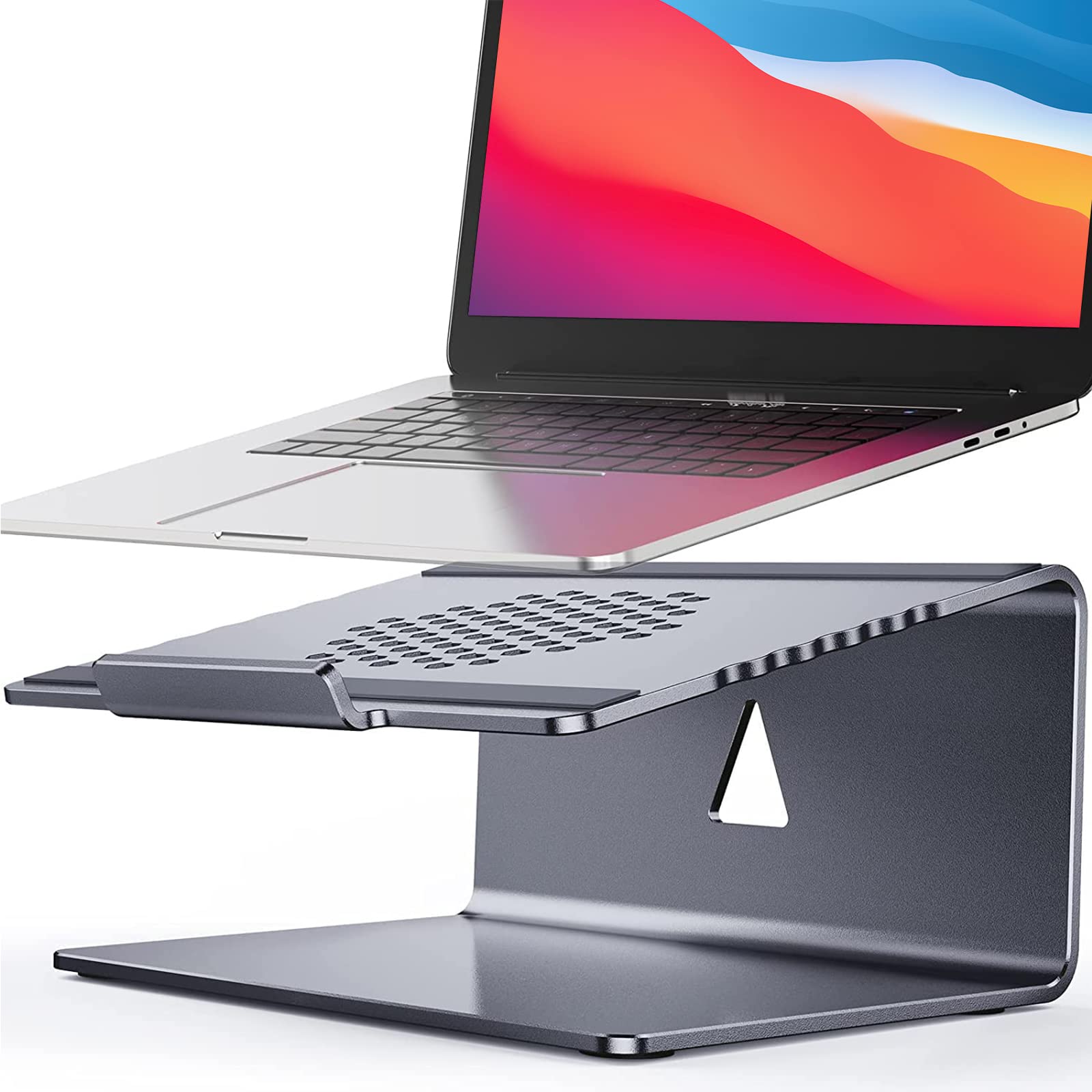 LORYERGO Ergonomic Aluminum Laptop Stand for Desk - Adjustable Laptop Riser Compatible with 10-17