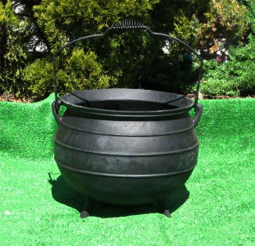Large Cast Iron Cauldron Kettle Pot with Tripod Legs & Bail Handle - Perfect for Outdoor Cooking, Halloween Decor, and Garden Planters