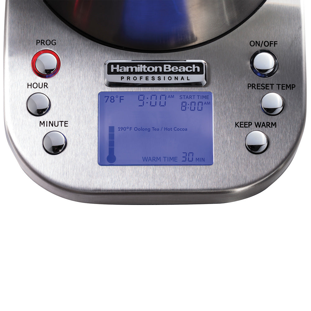 Hamilton Beach Professional 41028C Digital Electric Kettle - 1.7L Stainless Steel, Fast Boiling, Auto Shut-Off - Refurbished with Home Essentials Warranty - Perfect for Tea, Coffee & Instant Meals in Home or Office