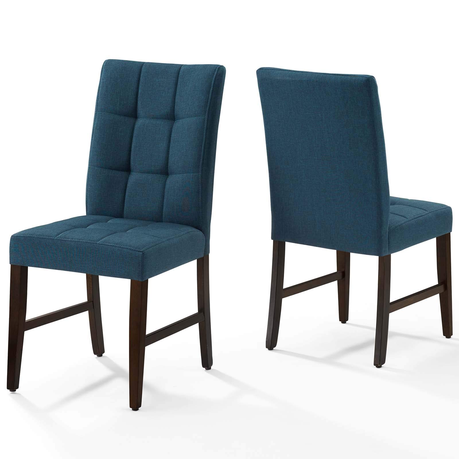 Modway Promulgate Biscuit Tufted Upholstered Fabric Dining Chairs - Set of 2, Navy Blue - Modern Kitchen & Dining Room Accent Seating for Home & Office