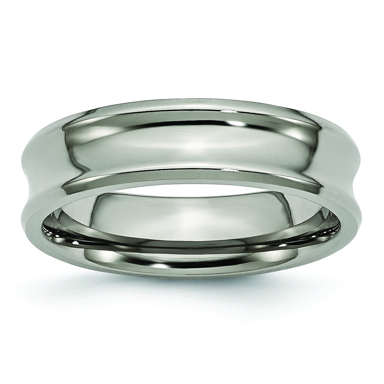 6mm Titanium Concave Polished Beveled Edge Ring Band for Men - Perfect for Weddings, Engagements & Everyday Wear