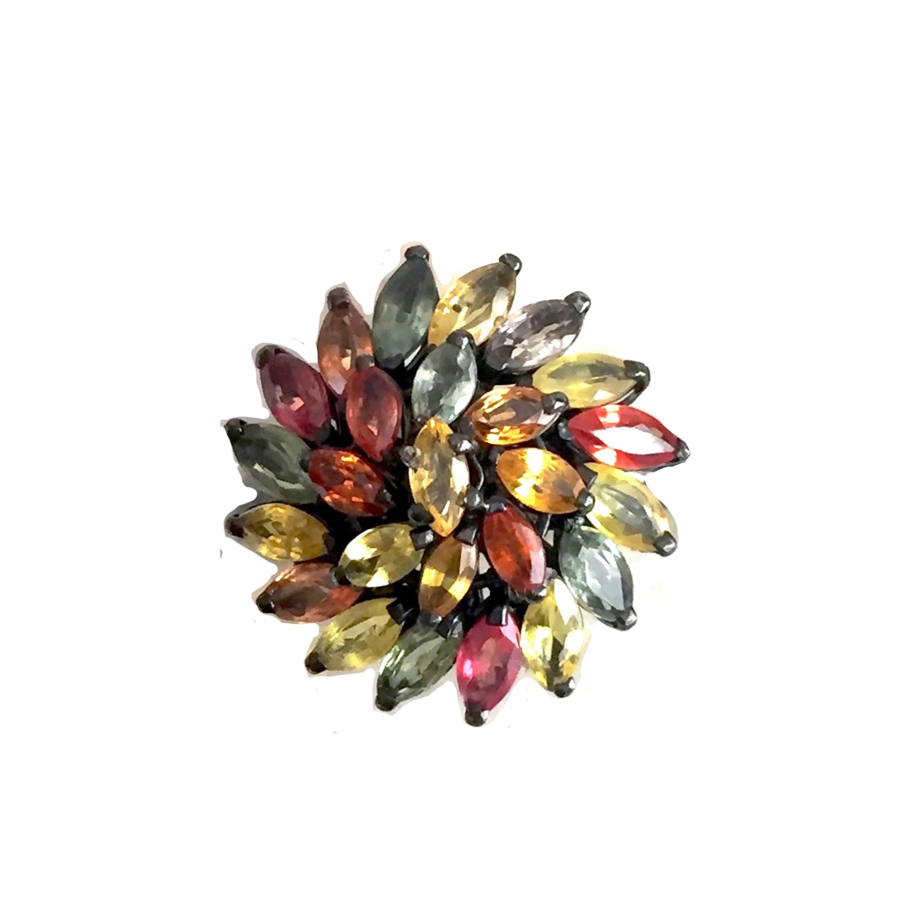 Natural Songea Sapphire Chrysanthemum Flower Ring - 9.25 Size, 14k Black Rhodium Coated 925 Sterling Silver - September Birthstone Jewelry Gift for Women - Perfect for Weddings, Anniversaries & Special Occasions