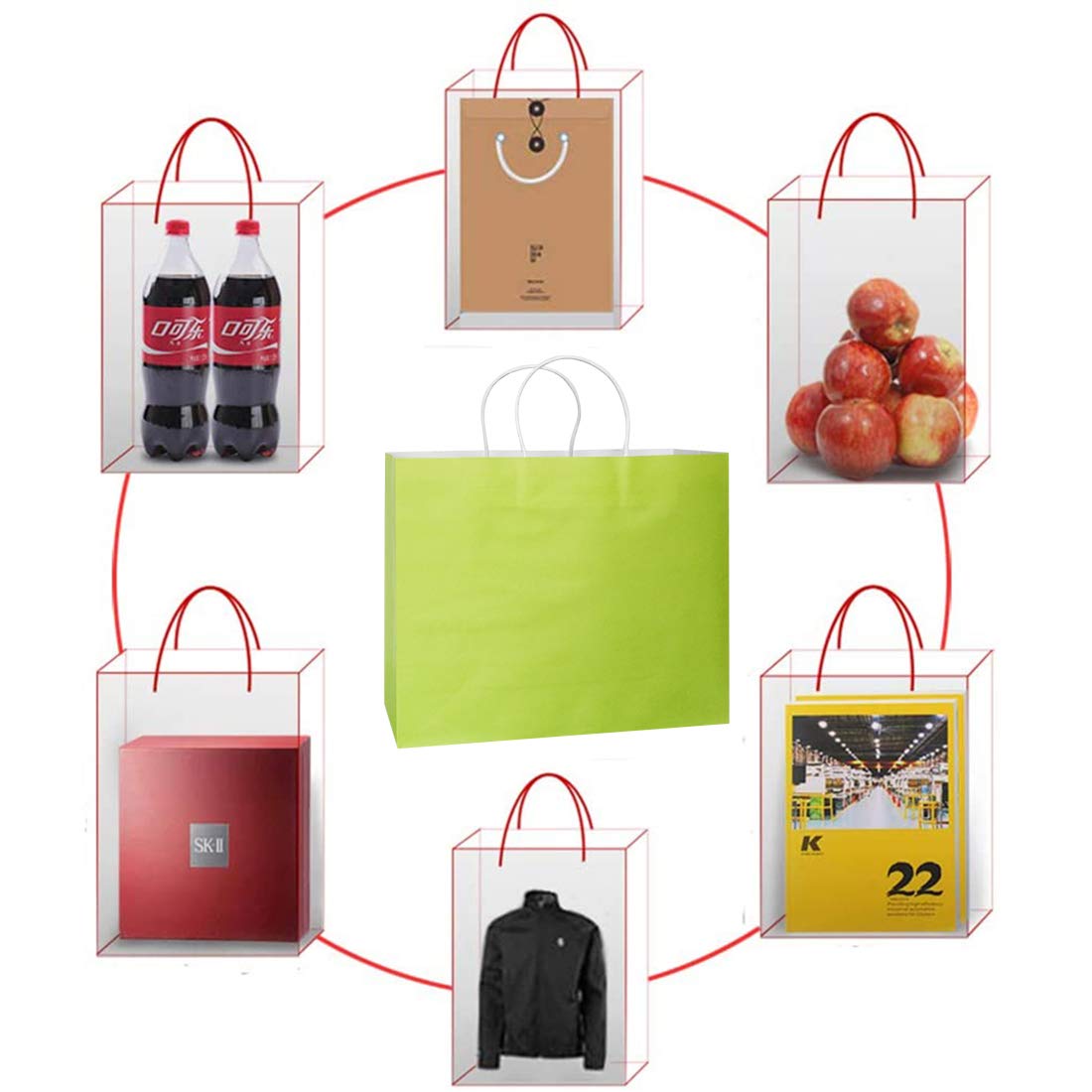 AZOWA Large Kraft Paper Gift Bags with Handles - 12.5