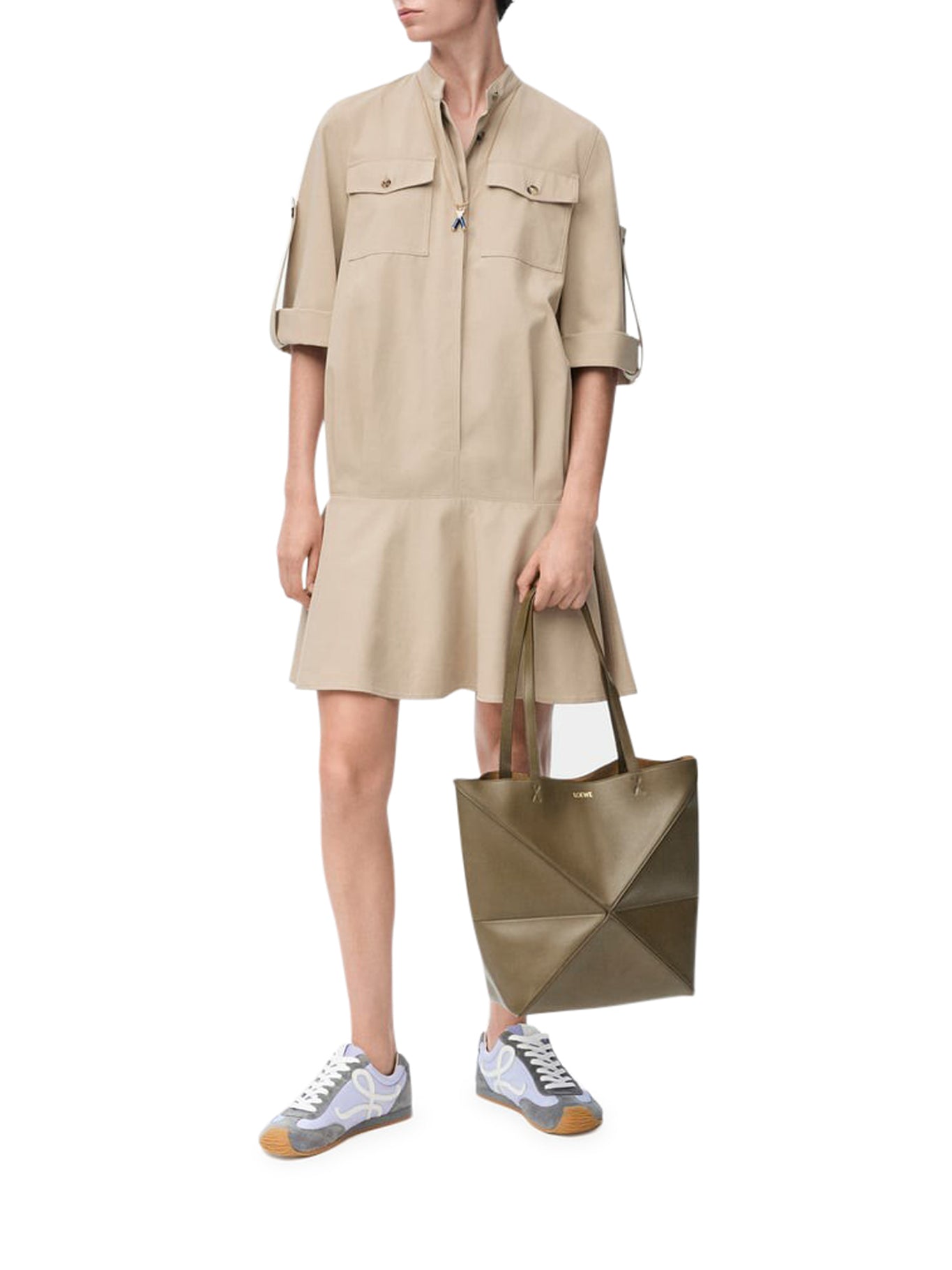 Loewe Women's Cotton Dress in Nude Neutrals - S359Y09Xg4 2140 Beige | Elegant & Comfortable for Casual Outings, Office Wear & Summer Vacations