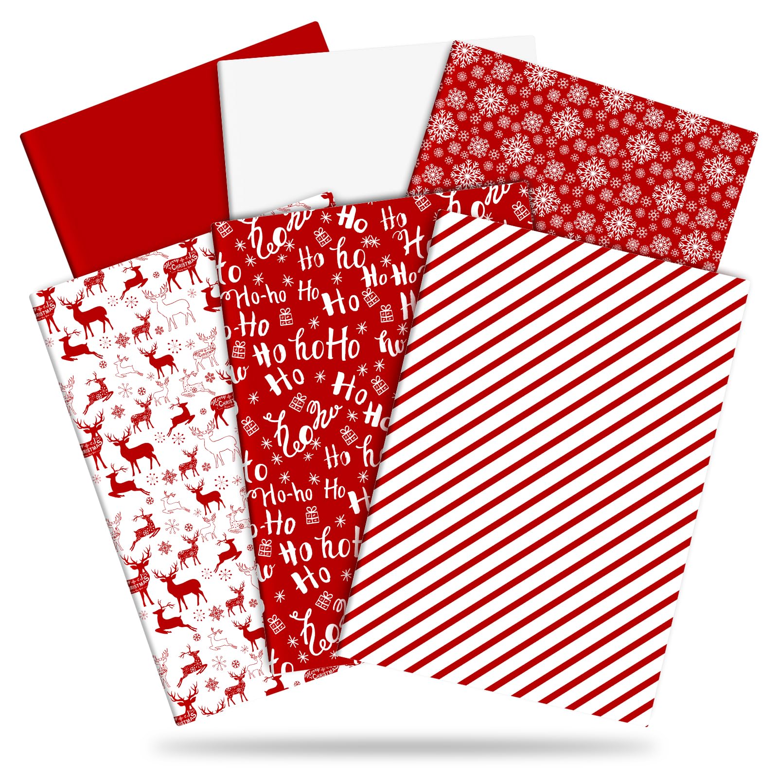 Premium Christmas Tissue Paper - Red Snowflake Reindeer Stripe Holiday Wrapping Paper 19.7