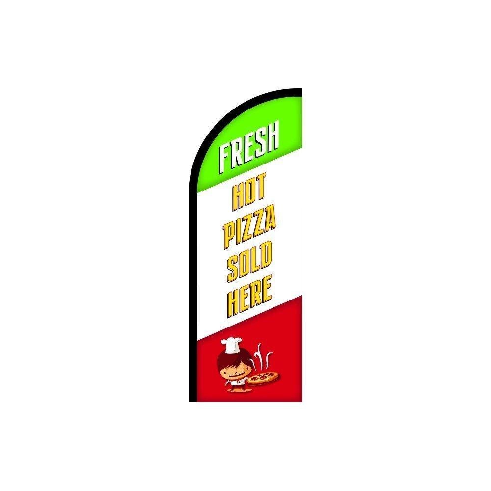 11.5' Pre-Printed Fresh Hot Pizza Feather Flag - Custom Business Advertising Banner for Restaurants & Pizzerias - Perfect for Outdoor Events, Grand Openings & Drive-Thru Promotions