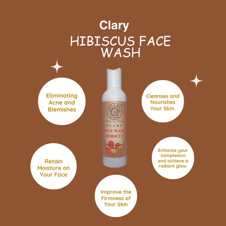 Clary Naturals Hibiscus Anti-Aging Face Wash - Sulfate & Paraben Free Cleanser for Men & Women | Natural Skincare for Youthful Glow | Perfect for Daily Face Cleansing & Anti-Wrinkle Care
