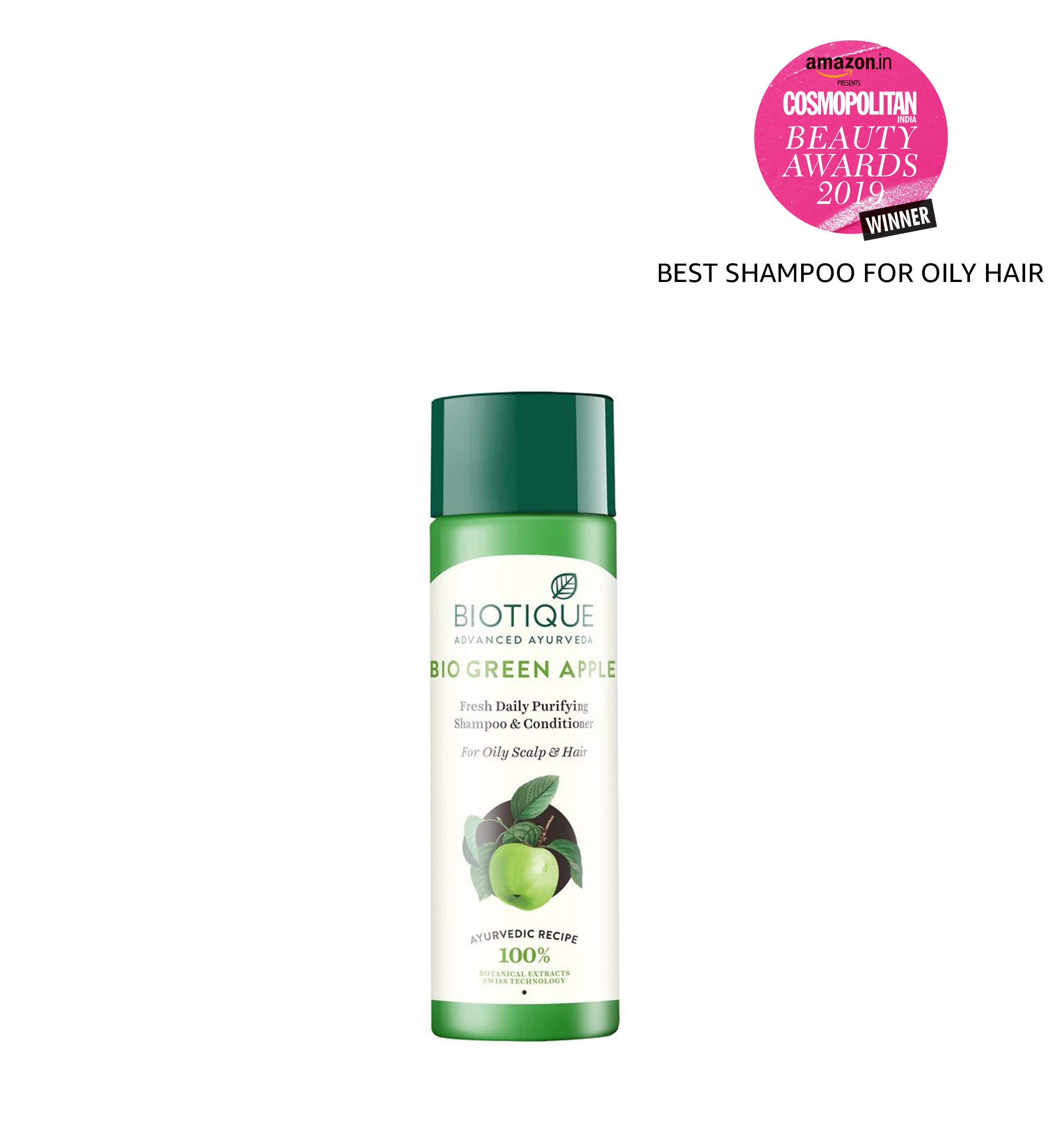 Biotique Bio Green Apple Fresh Daily Purifying Shampoo & Conditioner Set (190ml) + Bio Walnut Bark Hair Growth Shampoo for Fine & Thinning Hair (190ml) - Natural Hair Care for Daily Cleansing & Volumizing - Perfect for Home & Salon Use