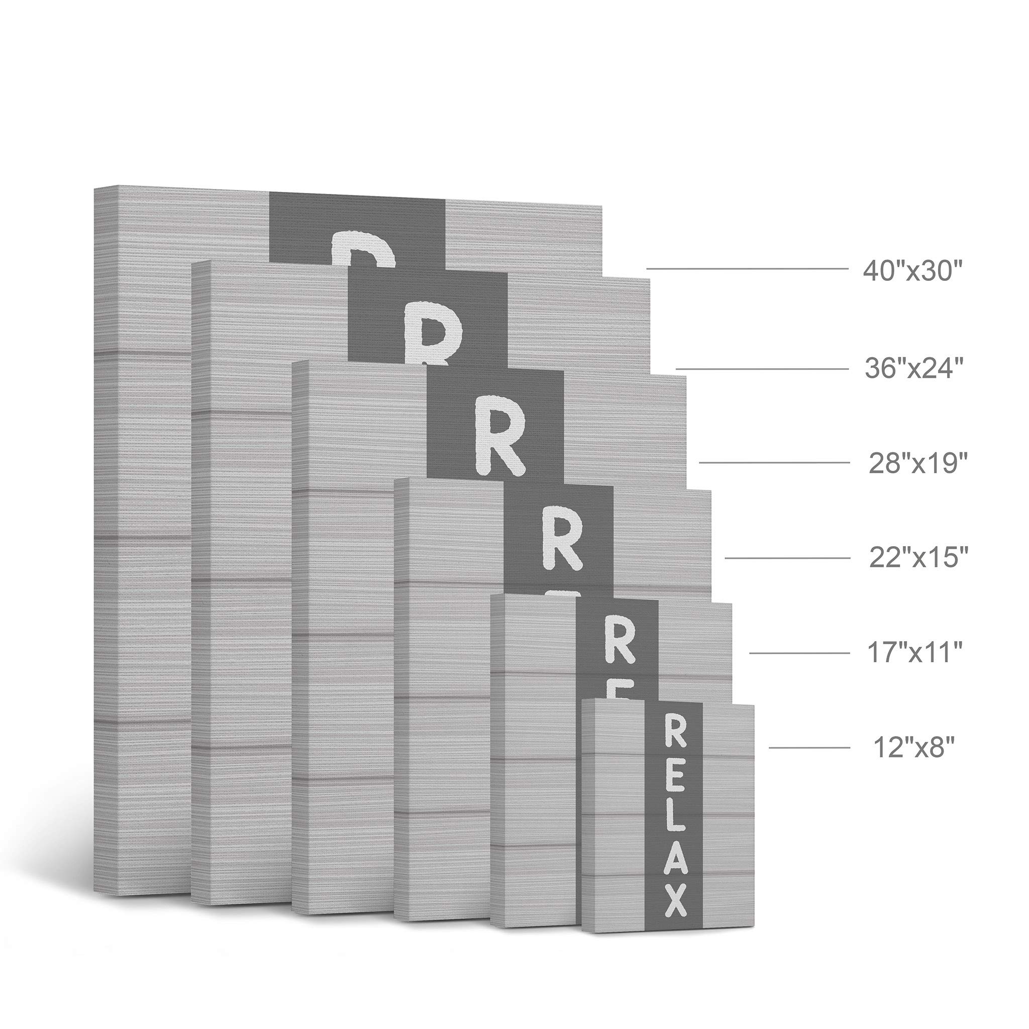 Funny Bathroom Canvas Print - Relax Grey Typography Wall Art for Home Decor | Ready to Hang 12x8