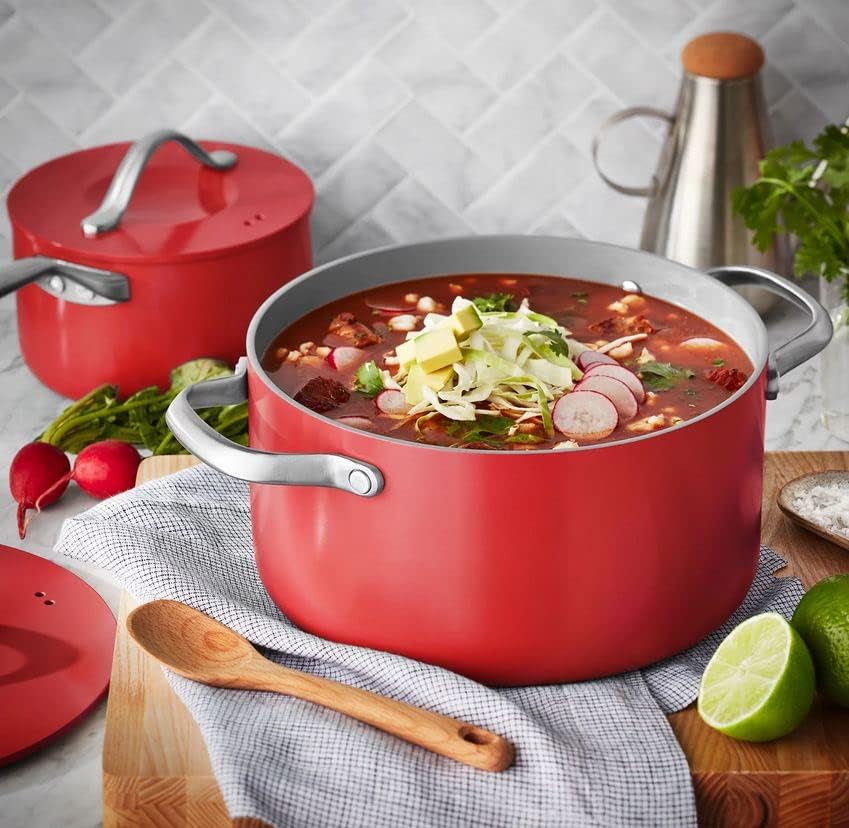 Premium 11-Piece Modern Ceramic Cookware Set with Smart Kitchen Tools - Non-Toxic, Scratch-Resistant (Red) - Perfect for Healthy Cooking, Family Dinners & Professional Chefs