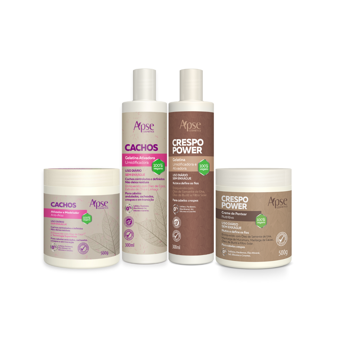 Apse Cosmetics Curls & Kinky Hair Power Finishing Kit - 4 Piece Set for Natural Hair Care | Hydrating & Defining Styling Products for Curly & Coily Hair Types | Perfect for Daily Use & Special Occasions