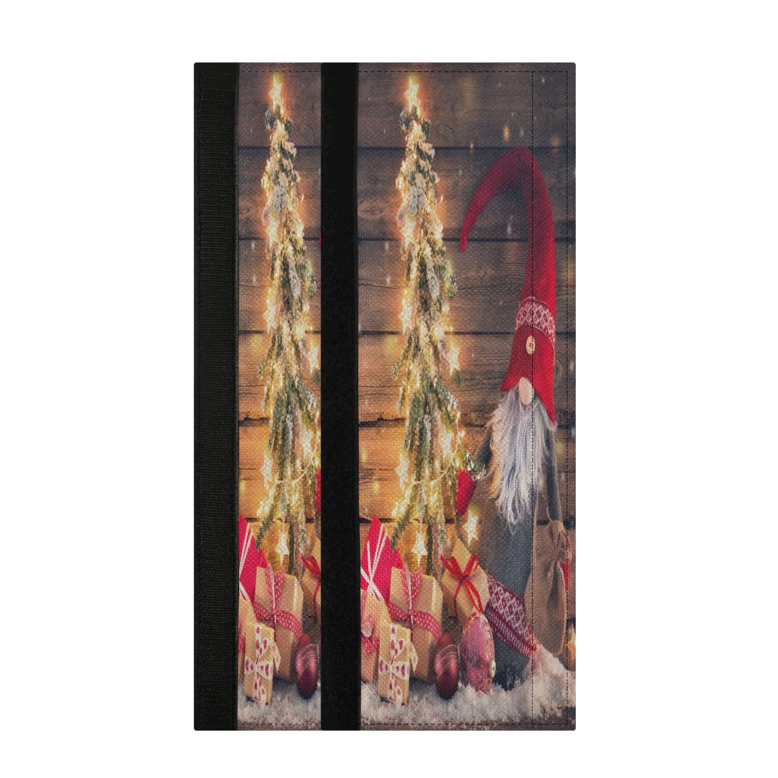Santa Claus & Fir Tree Christmas Lights Refrigerator Door Handle Covers (Set of 2) - Kitchen Appliance Protectors for Fridge, Oven, Microwave & Dishwasher - Festive Holiday Decor for Home & Kitchen