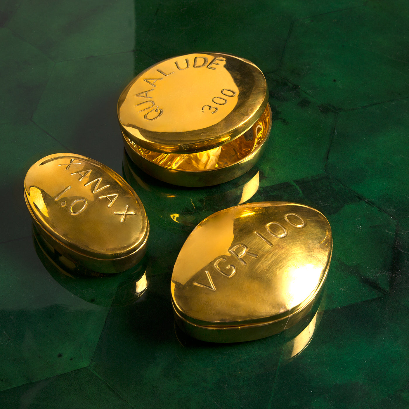 Premium Xanax Brass Pill Box - Compact & Durable Medication Organizer for Travel, Daily Use, and Emergency Storage