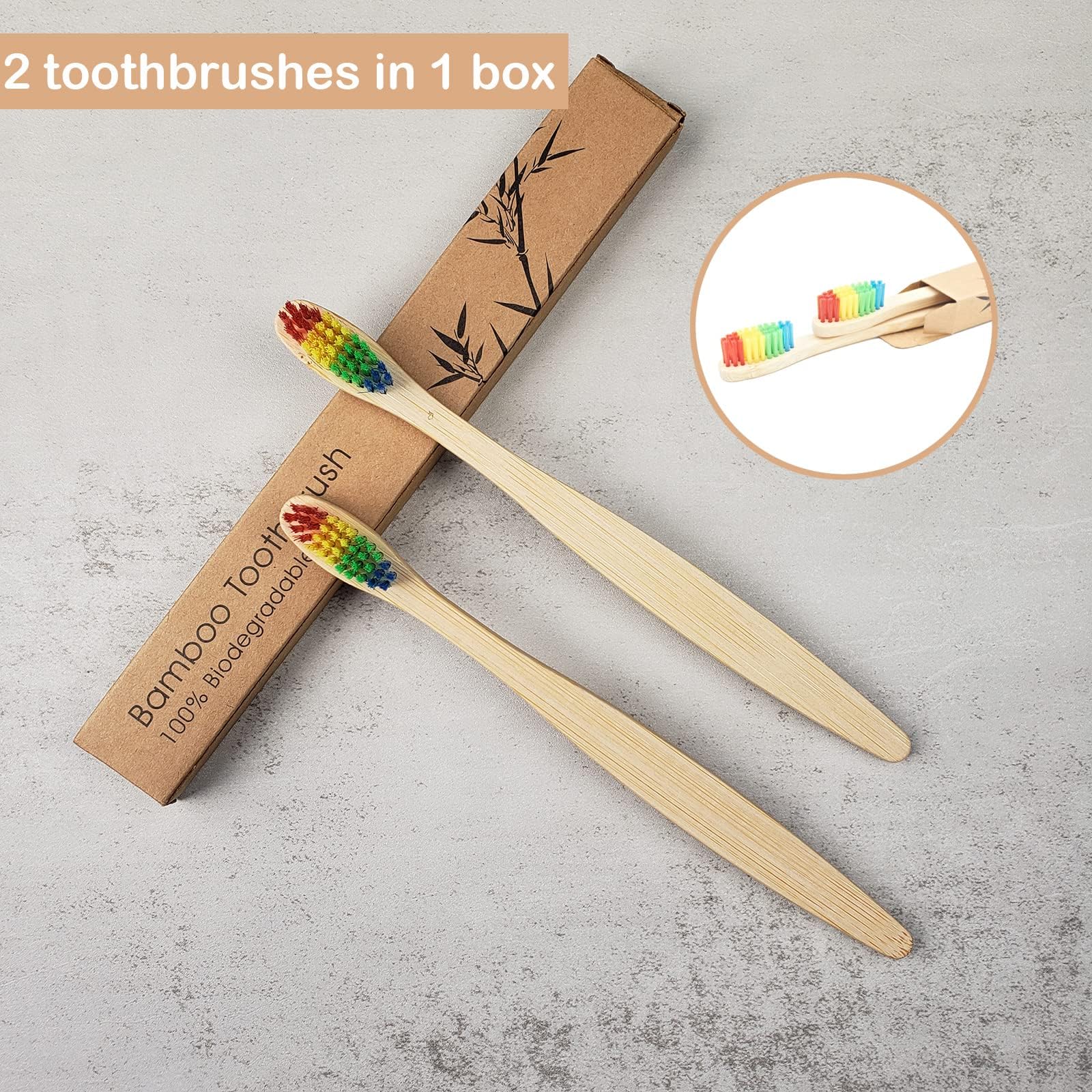 SEVENHEAD Bamboo Toothbrushes for Adults & Kids - 6+4 Pack Soft Bristle Eco-Friendly Toothbrushes | Natural Biodegradable BPA-Free Wooden Toothbrush Set with Colorful Handles | Perfect for Family Use, Travel & Sustainable Oral Care