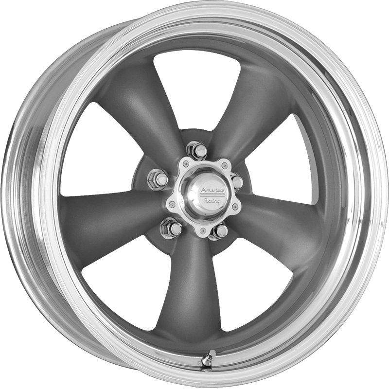 American Racing 17x7 VN215 Classic Torq Thrust II Wheels - Mag Gray with Machined Lip +0mm Offset | Perfect for Muscle Cars, Hot Rods & Custom Builds