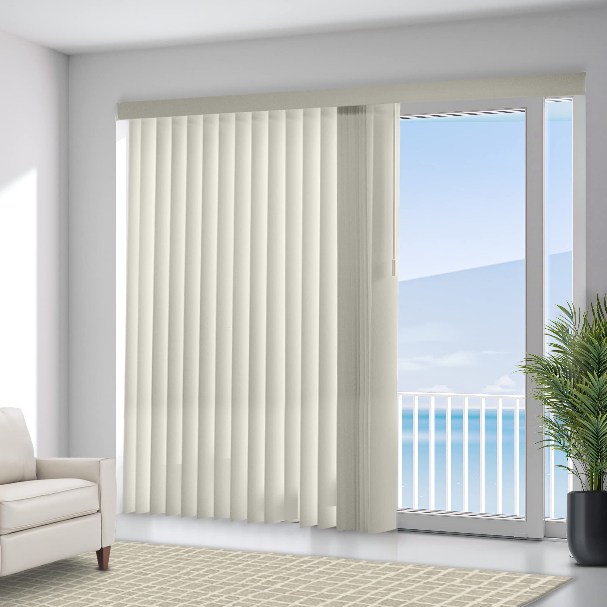 CHICOLOGY Vertical Blinds for Sliding Doors - Blackout Window Shades in Oxford Alabaster (Vinyl) 78