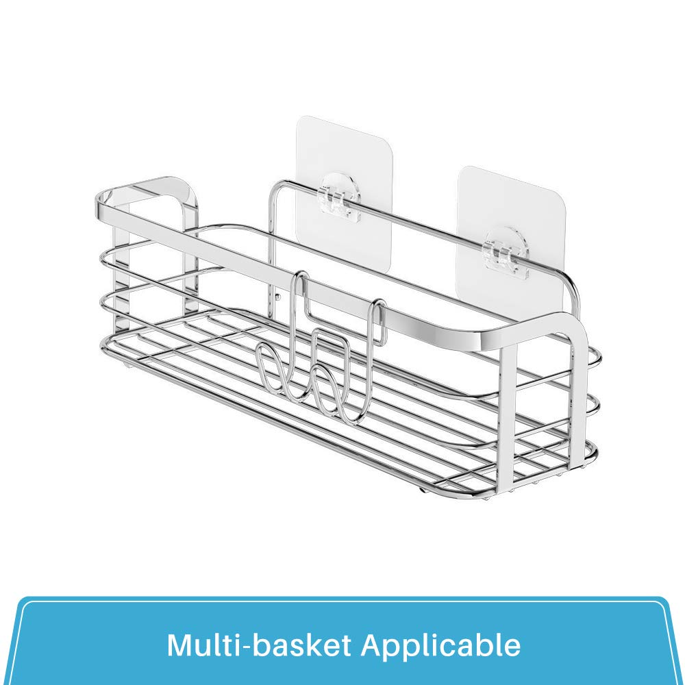 LUXEAR 6 Pack Reusable Transparent Adhesive Sticker for Shower Caddy, Bathroom Shelf, Kitchen Sink Caddy, Soap Dish Holder - No Glue, Easy to Clean, Perfect for Home & Office Organization