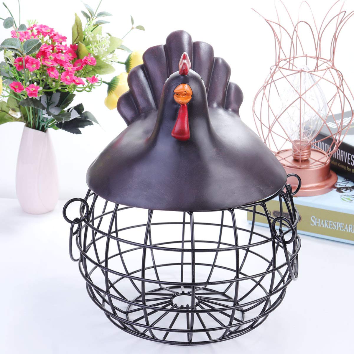 Stainless Steel Egg Basket with Lid - Multi-Purpose Kitchen Storage for Fruits, Vegetables, Bread & Eggs | Rustproof Wire Organizer for Pantry, Countertop & Farmhouse Decor