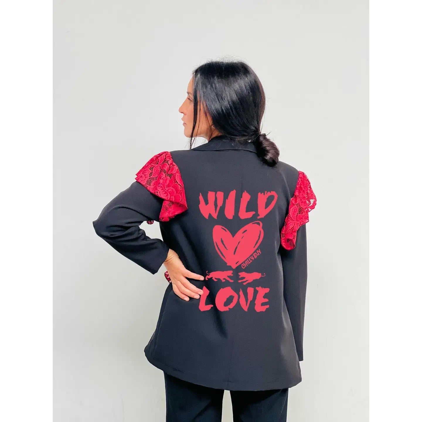 Black Lace Flared Blazer for Women - Elegant Office Wear & Evening Party Outfit