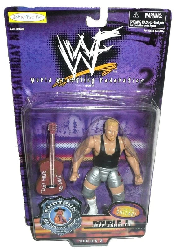 Vintage 1999 WWF Jakks Pacific Shotgun Saturday Night Series 2 Double J Jeff Jarrett Wrestling Action Figure - Collectible Toy for WWF Fans & Wrestling Memorabilia Collectors - Perfect for Display, Play & Nostalgic Gift Giving