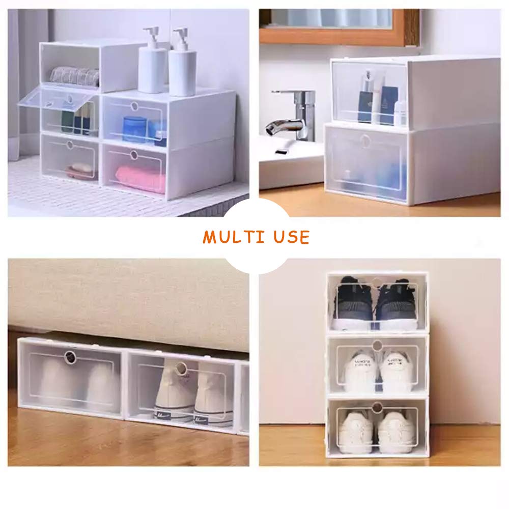 HOMIDEC 12-Pack Clear Plastic Shoe Storage Boxes with Lids - Stackable Shoe Organizer Containers for Men & Women (13” x 9” x 5.5”) - Perfect for Closet, Bedroom, and Entryway Organization