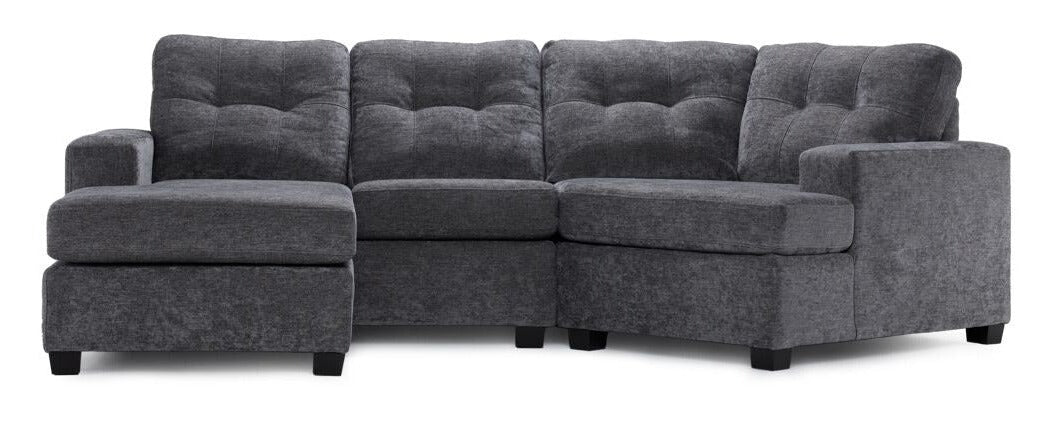 Abhi 3-Piece Left Facing Chaise Sectional Sofa in Grey - Modern Living Room Furniture for Small Spaces & Apartments