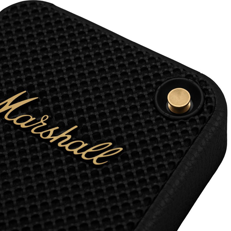 Marshall Willen Portable Bluetooth Speaker - Black/Brass Finish | Wireless Outdoor Speaker for Travel, Beach, and Home Use