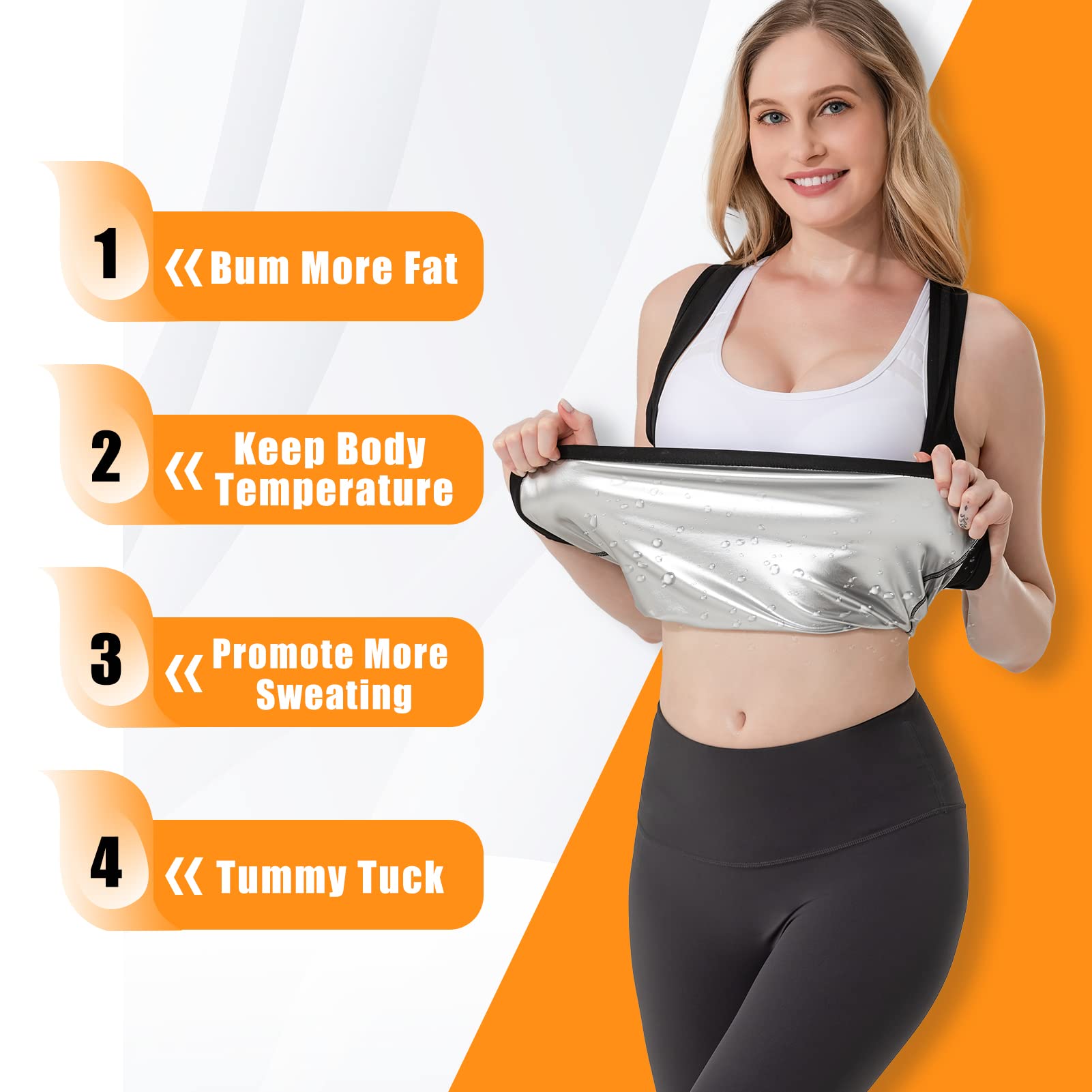 Portzon Women's Sweat Vest for Weight Loss - Slimming Workout Tank Top & Sauna Shirt with Heat Trapping Technology - Perfect for Gym, Running, Yoga & Postpartum Recovery