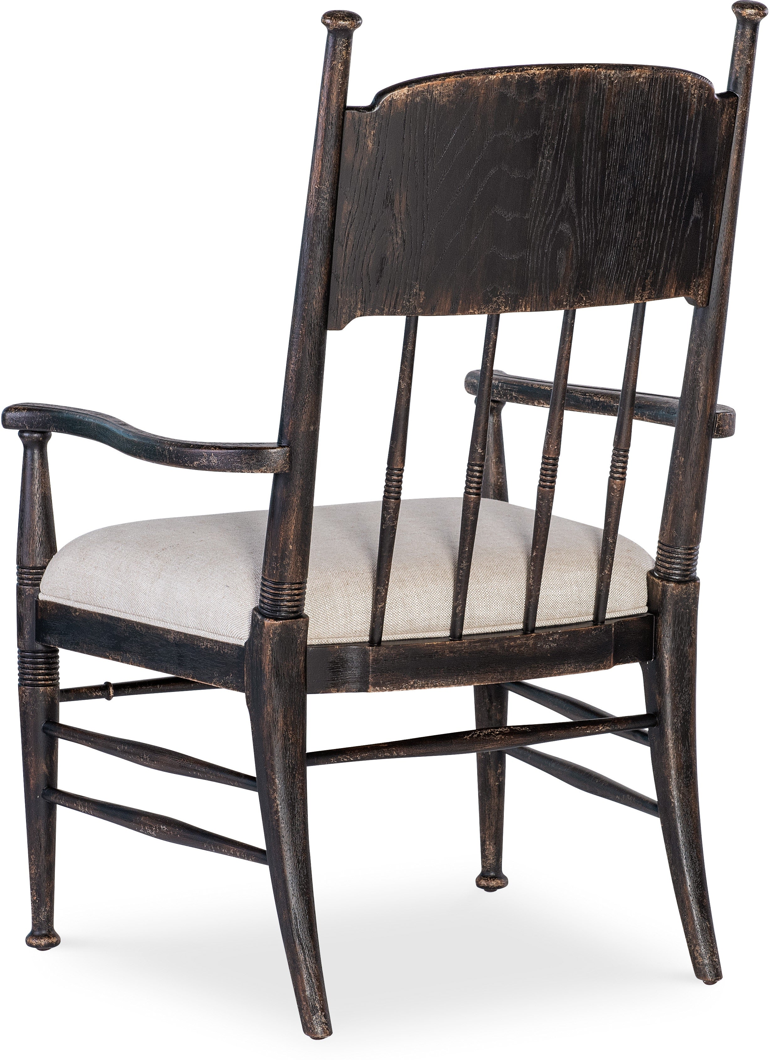 Americana Upholstered Seat Arm Chair with Dark Wood Finish - Perfect for Living Room, Bedroom, and Office Comfort