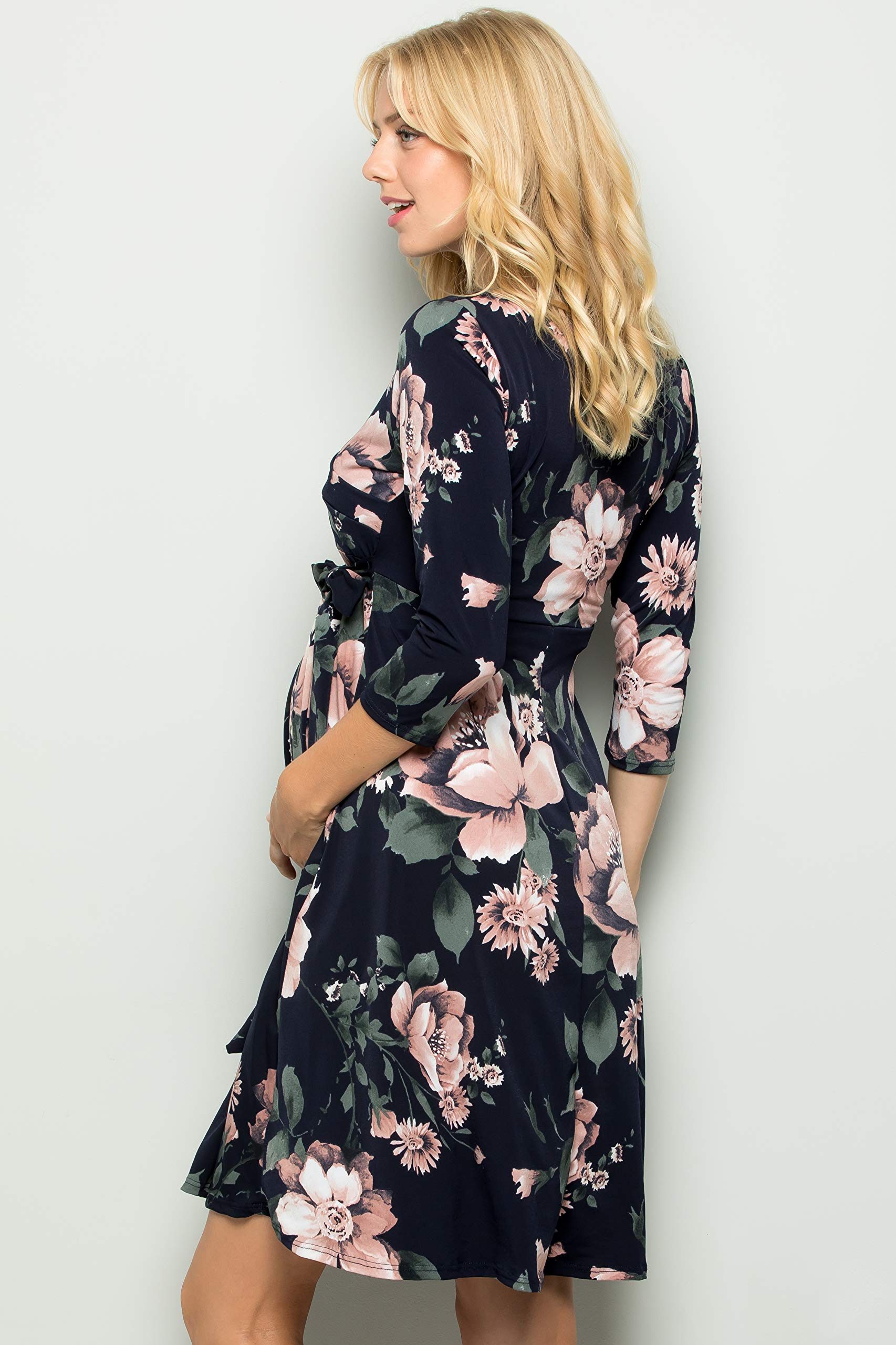 Floral Maternity Dress for Women - Made in USA | Comfortable Pregnancy Dress for Baby Shower, Photoshoot & Everyday Wear
