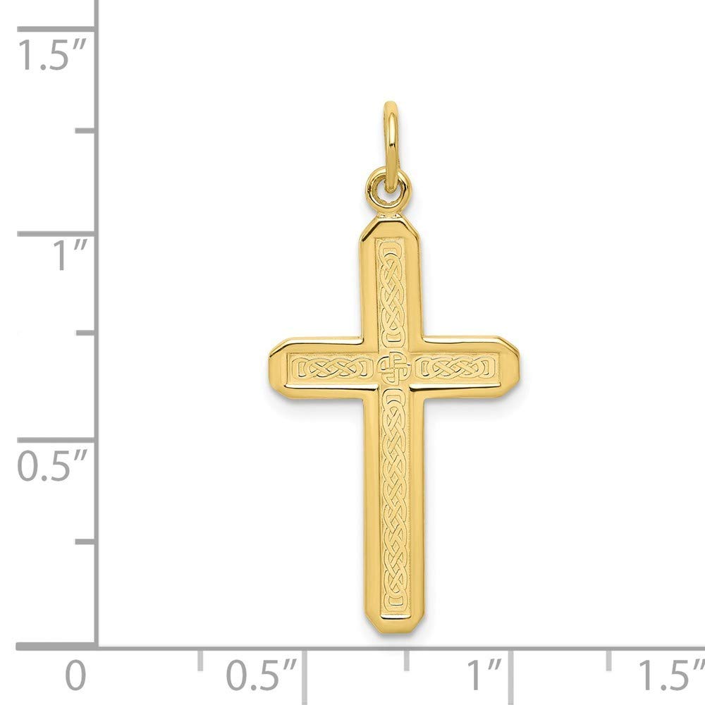 10K Yellow Gold Cross Charm Pendant Necklace - Roy Rose Jewelry - Perfect for Religious Gifts, Baptism, First Communion & Everyday Wear