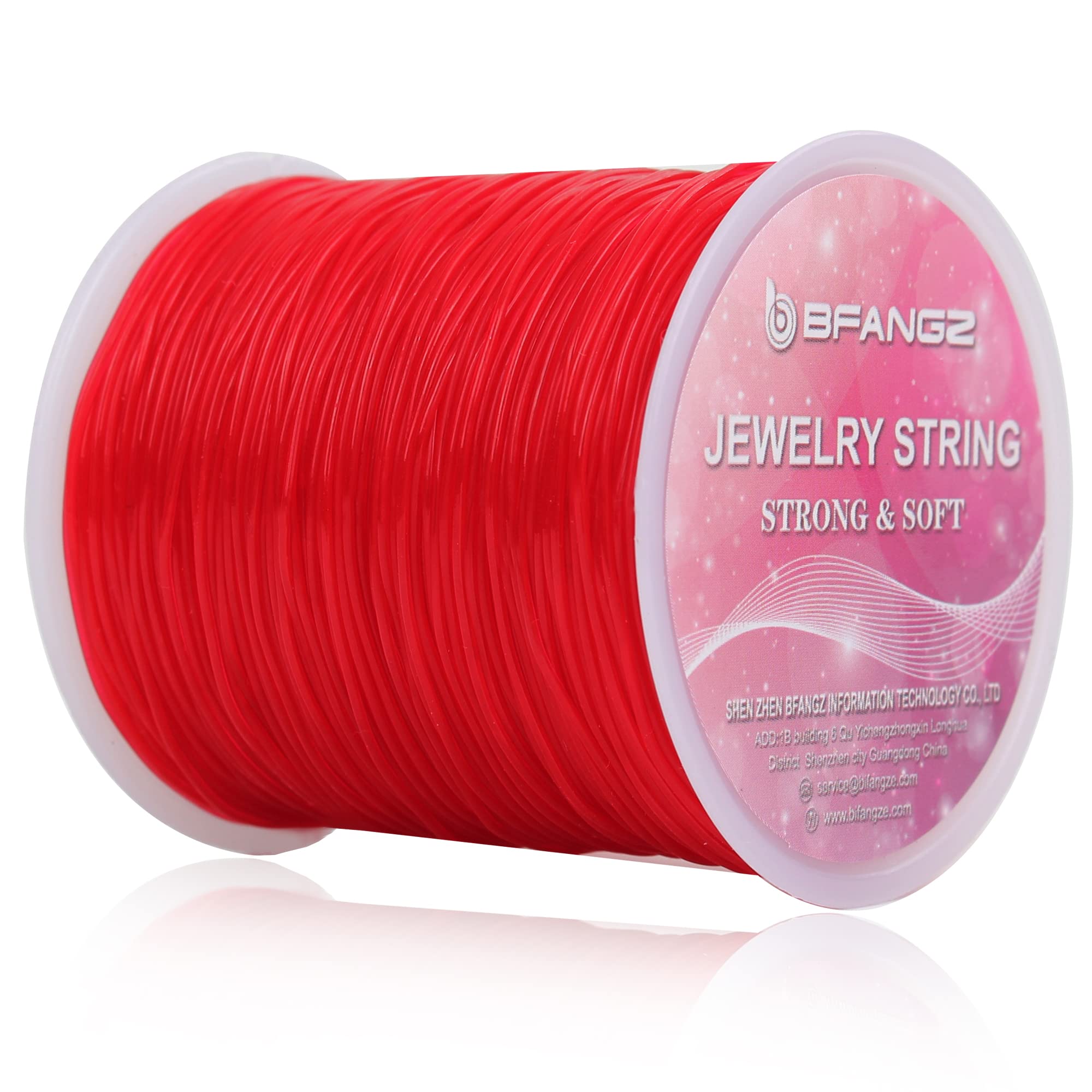 BFANGZ 0.8mm 100M Stretch Elastic String for Jewelry Making - Stretchy Beading Cord for Bracelets, Necklaces, DIY Crafts - Crystal Clear Elastic Thread for Beading Supplies (Red) | Perfect for Handmade Jewelry, Friendship Bracelets, and Craft Projects