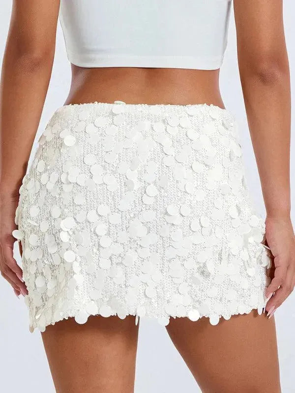 Sparkly Sequined Party Mini Skirt for Women - Glam Nightclub Outfit & Festive Holiday Celebration Wear