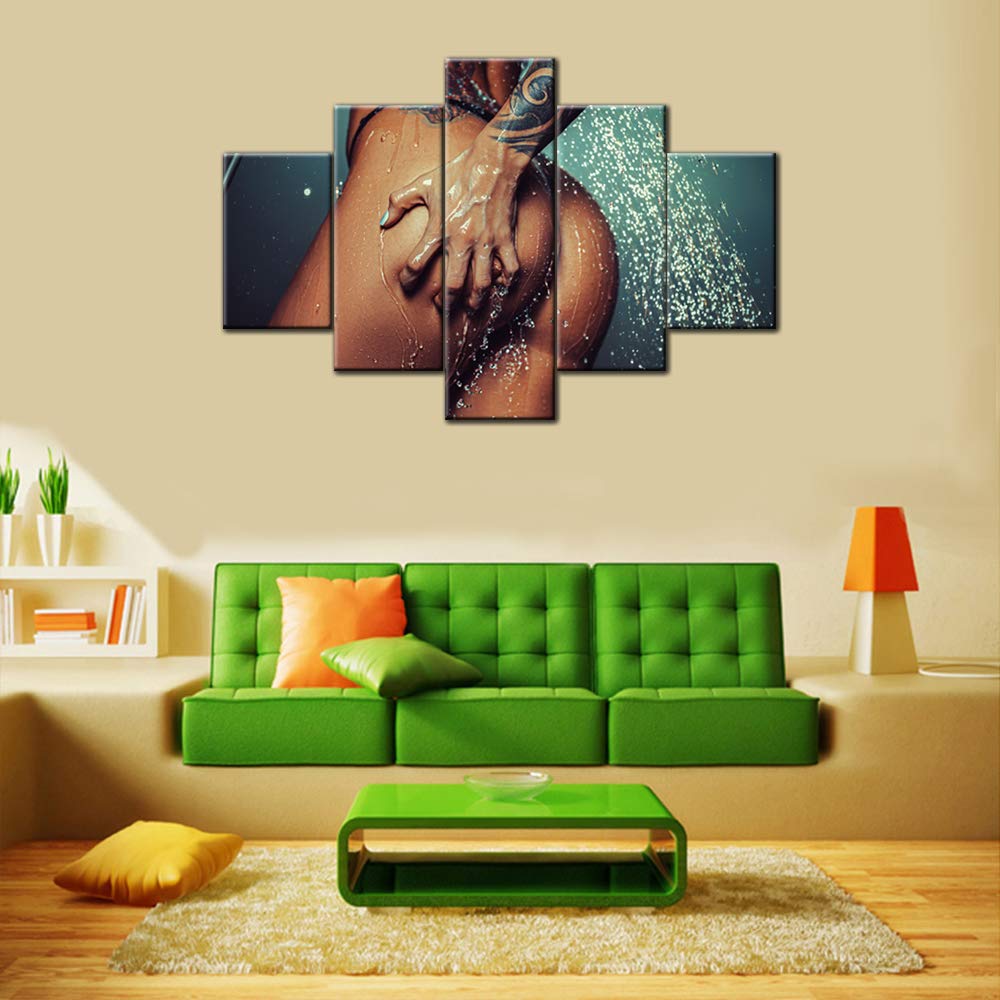 Modern Nude Woman Canvas Wall Art - 60''W x 40''H Sexy Female Figure Painting for Bedroom, Bathroom, Clubhouse & Office Decor - Elegant Naked Girl Artwork for Home Walls & Commercial Spaces
