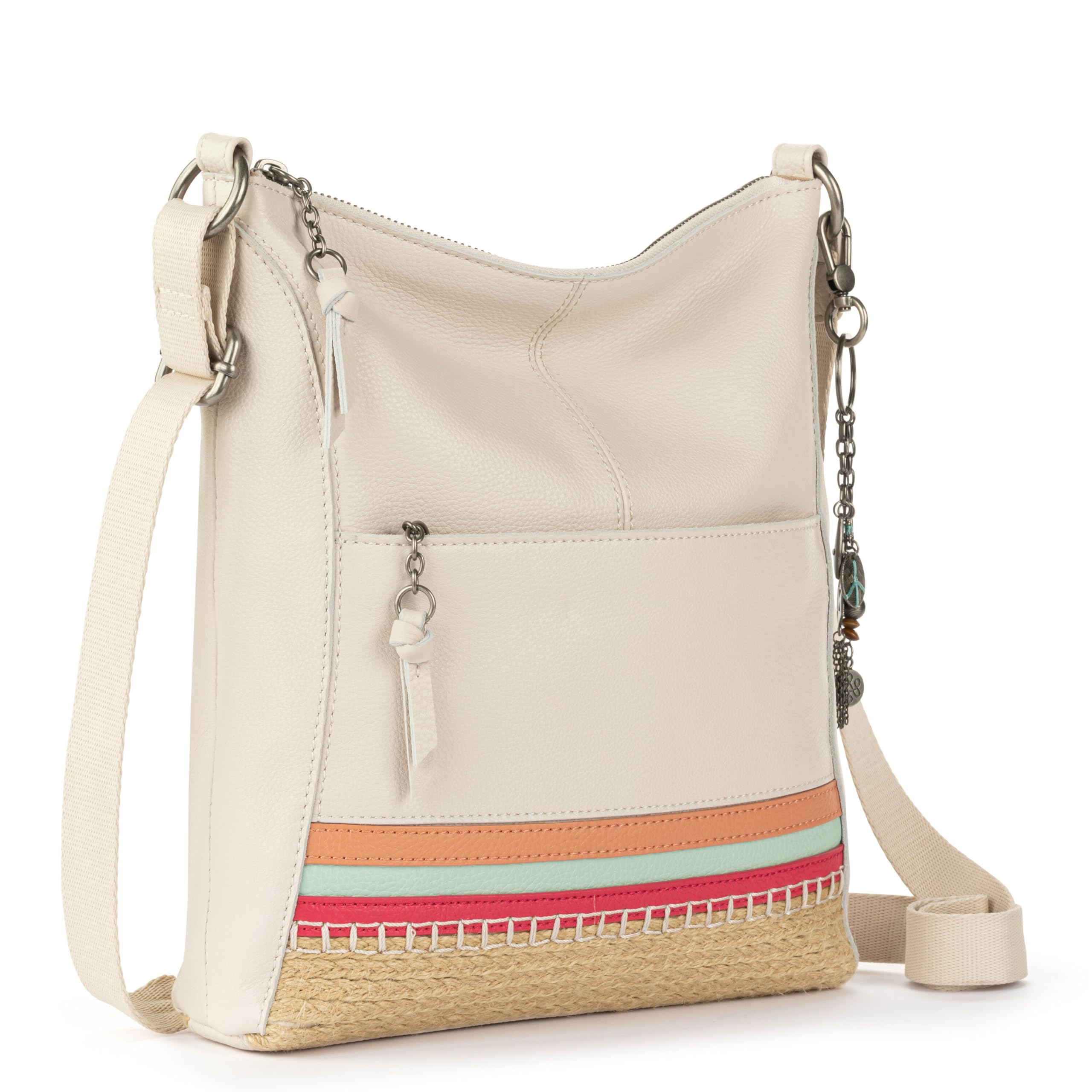 The Sak Lucia Genuine Leather Crossbody Purse for Women - Premium Adjustable Shoulder Bag with Zipper Closure - Fashionable Everyday & Travel Handbag in Vibrant Block Espadrille - Perfect for Work, Shopping and Weekend Outings