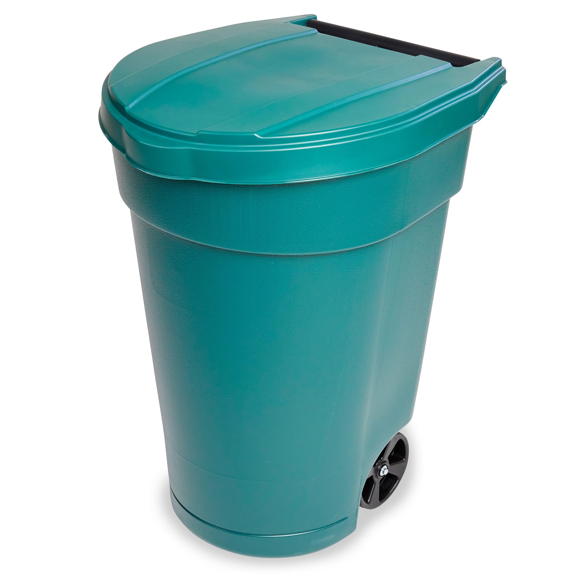 Mighty Tuff 50-Gallon Wheeled Trash Can - Heavy Duty Outdoor Garbage Bin with Lid & Wheels - Durable, Weather-Resistant for Home, Yard, Garage & Commercial Use