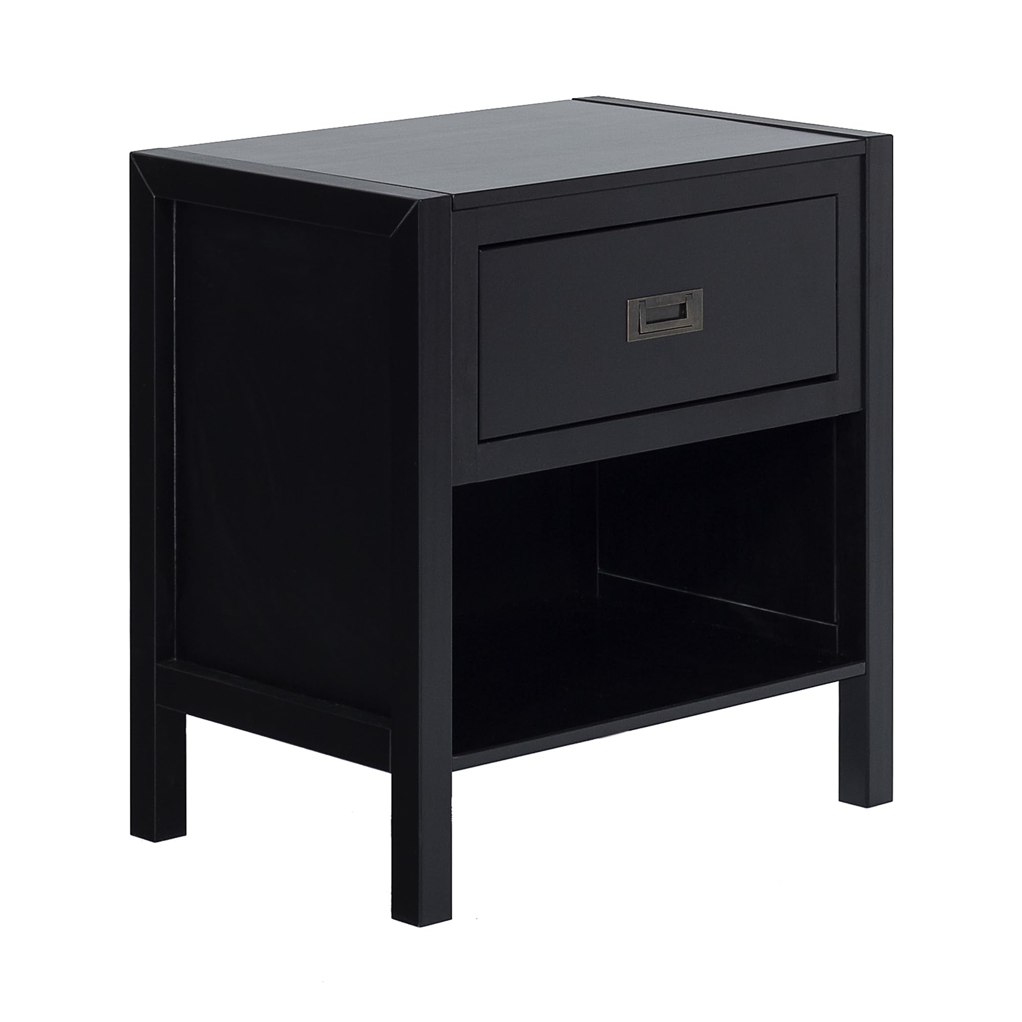 Walker Edison Traditional Simple Wood Rectangle Side Table with 1 Drawer - Black End Table for Living Room, Bedroom & Office - Perfect for Storage, Reading Lamps & Decor