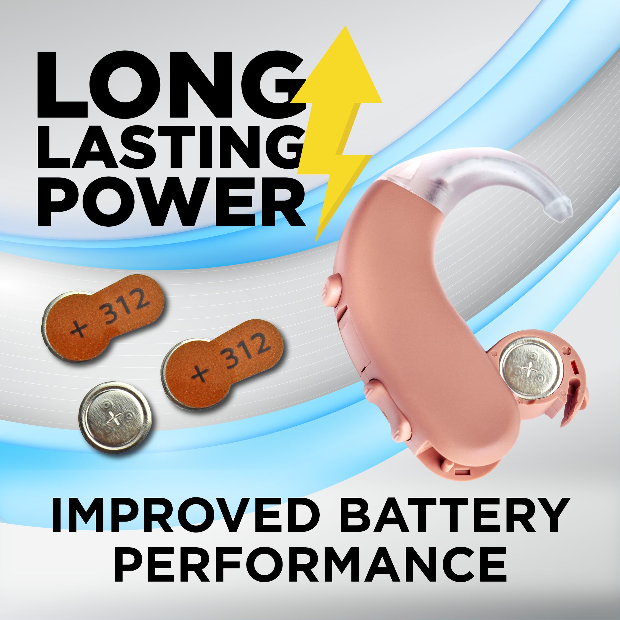 Powermax Size 312 Hearing Aid Batteries - 120 Count Pack | Long-Lasting Zinc-Air Power | Easy-Change Brown Tab | Perfect for Seniors & Daily Hearing Aid Use