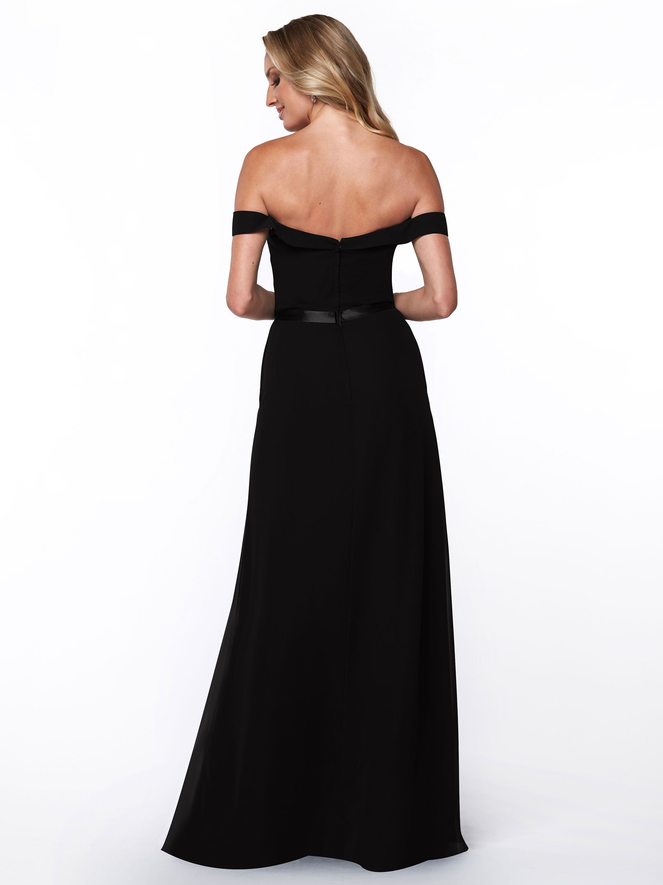 Elegant Off-The-Shoulder Chiffon A-Line Bridesmaid Dress with Sash - Style 80145 | Perfect for Weddings, Formal Events & Special Occasions