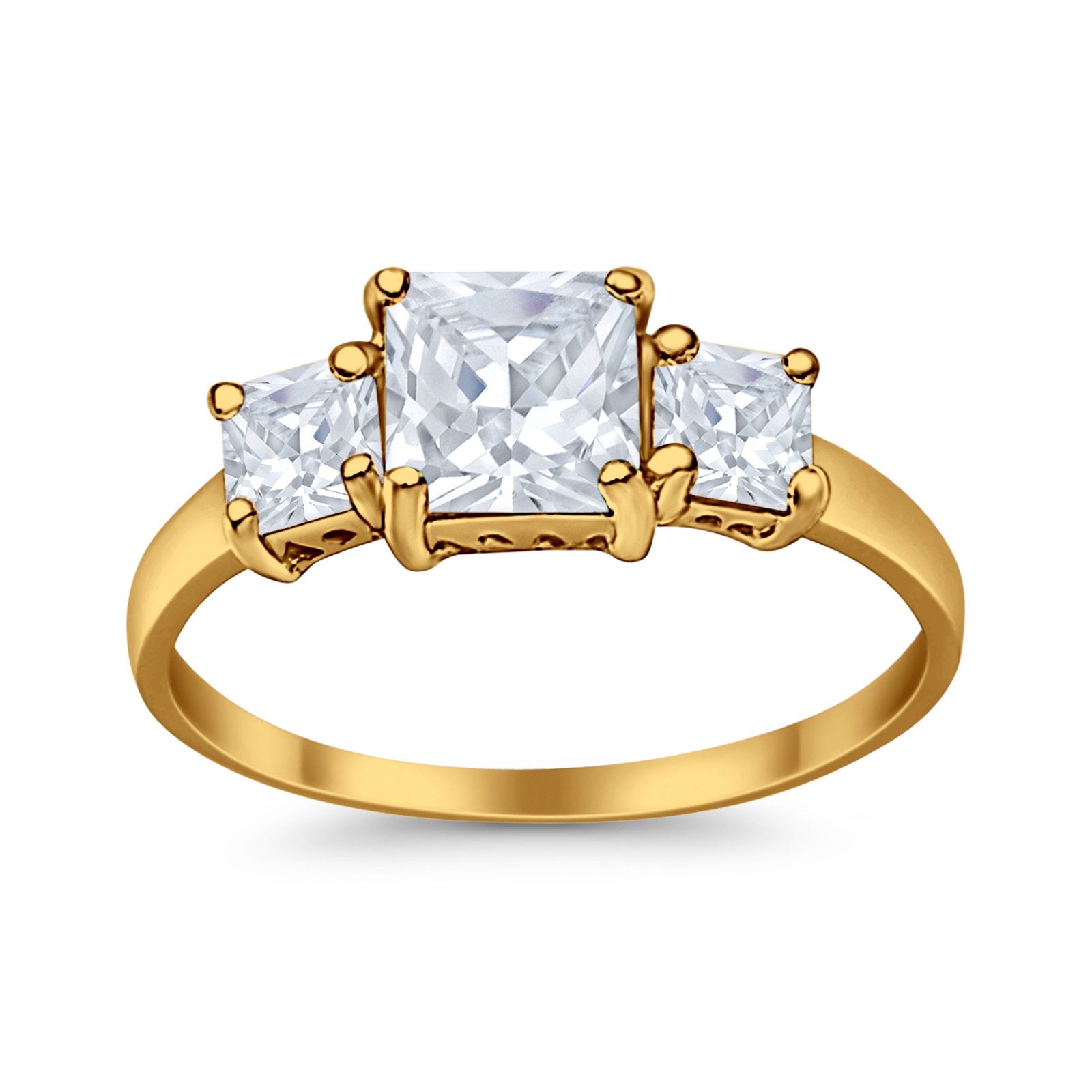 3 Stone Princess Cut Cubic Zirconia Ring - 925 Sterling Silver Fashion Jewelry for Women - Perfect for Weddings, Anniversaries & Special Occasions